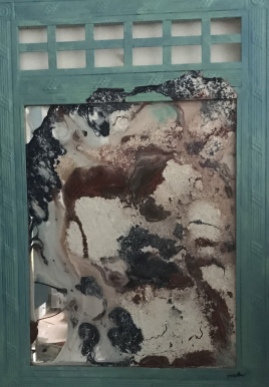 Opus 2195 21 x 32, on old mirror, unframed, $700